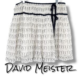 David Meister Ivory Silk Skirt Abstract Dancer Print Lined A Line Womens Size 10